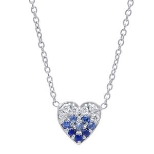 Blue Sapphire and diamond heart pendant